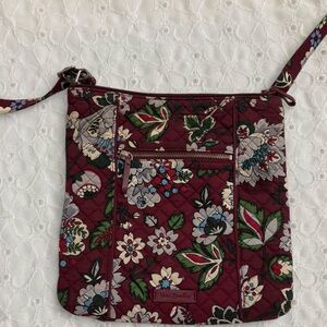 Vera Bradley Burgundy Floral Quilted Crossbody Bordeaux Blooms Print